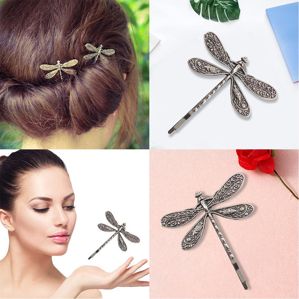 New Elegant Vintage Dragonfly Hairpins Bridal Headdress Zircon Accessories Gift Crystal Fashion V4S8