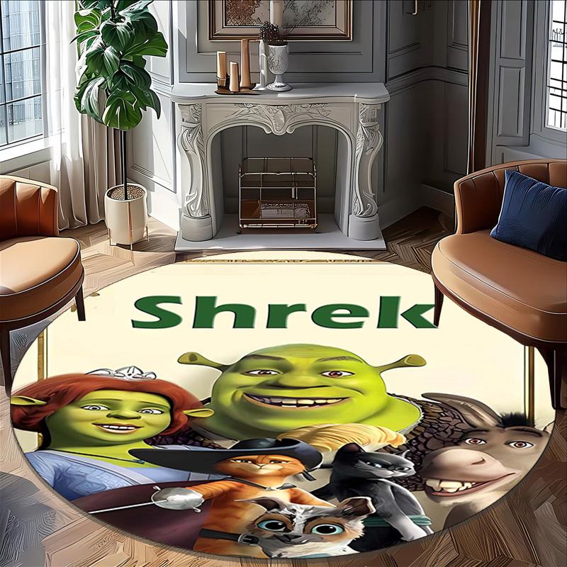 1pc Shrek4 Print Round Carpet Chair Round Carpet Suitable for Bedroom Living Room Home Decorative Carpet