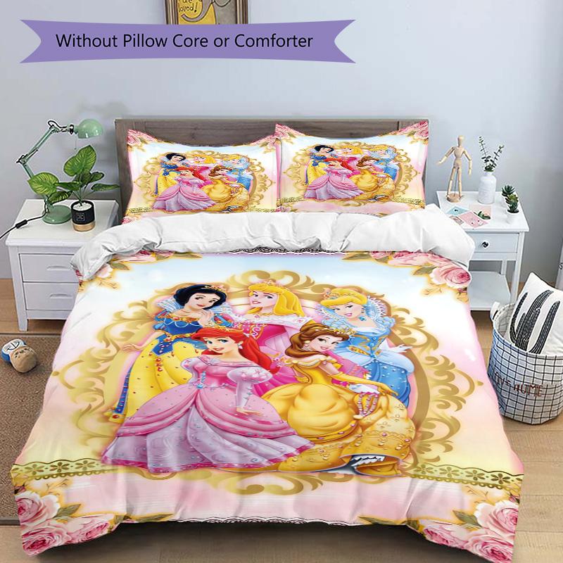 Princesses Floral Frame Print 3Pcs Bedding Setduvet Cover With 2 Bedropillowcase Home Birthday Gift