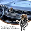 Car Mounted Aromatherapy Small Black Bear Airplane Freshener Helicopter Rotating Shaking Car Head Interior Aromatherapy Air P2E5