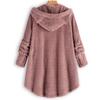 Women Button Coat SolidTops Hooded Pullover Loose Sweater Blouse Plus Size