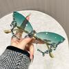 Роскошные солнцезащитные очки Diamond Butterfly женские брендовые винтажные очки без оправы большого размера женские очки
