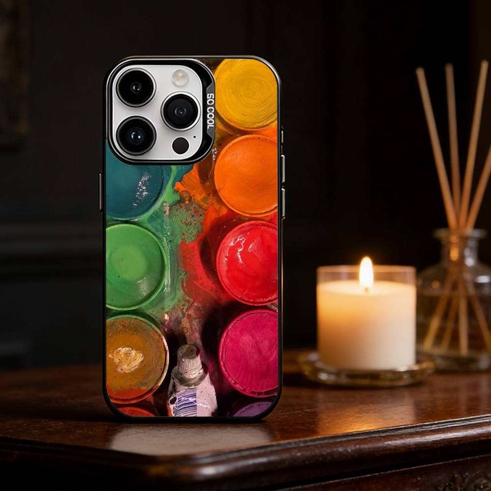 Watercolors Set Paint Palette Phone Case For iPhone 17 16 15 14 13 12 11 Pro Max Plus Silver Matte Black Cover