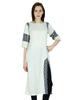Women Straight Rayon Kurta Long Custom Kurti 3 4 Sleeve White Top Ethnic Indian