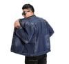 Two Steps Behind Men's Loose Fit Denim Jacket, Oversized Outerwear, Casual Style for Fall, Winter, and Spring, RE62 (2XL, Dark Blue)