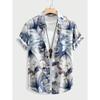 Summer Men's Soft Hawaiian Shirt with Vibrant Jungle Leaf & ExotiFlower Prints Lapel Button Tops Oversized Unisex Clothing