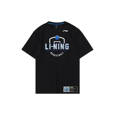 Футболка баскетбольная Li Ning Sports с буквенным логотипом и рисунком, быстросохнущая, с коротким рукавом, мужская, черная ATSS831-1
