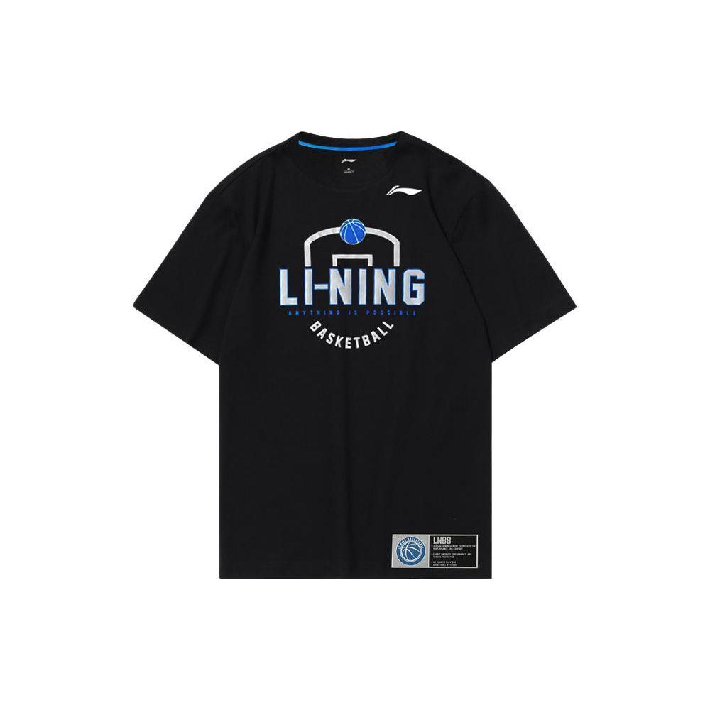 Футболка баскетбольная Li Ning Sports с буквенным логотипом и рисунком, быстросохнущая, с коротким рукавом, мужская, черная ATSS831-1