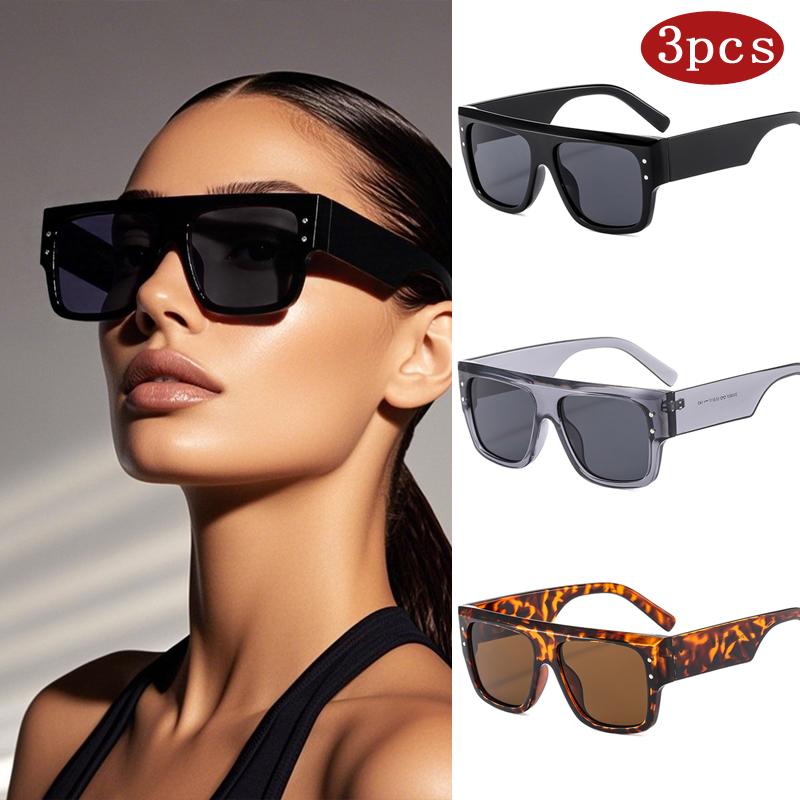 1/3Pcs Classic Women Rice Nail Frame Sun Glasses New Fashion Square Eyeglasses Wide Leg Design Sunscreen Sunglasses Female