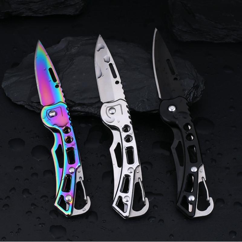 2024 new Stainless steel color mini folding knife, EDC portable outdoor camping knife, multi-function keychain tool knife