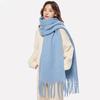 Winter Scarf Women Luxury Autumn Winter Cashmere Scarf Thickened Warm Shawl Classic Tassels Fluffy Scarf Solid Color Soft Shawl