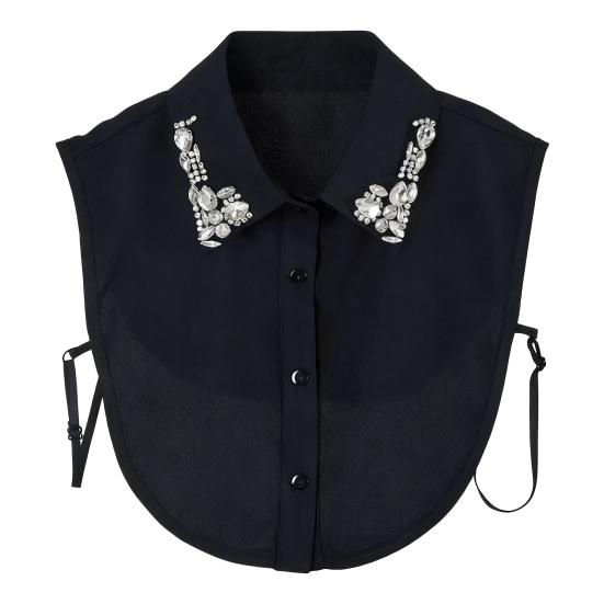 Блестящий съемный воротник со стразами, красный рождественский клетчатый, искусственный воротник, женский съемный накладной воротник, акцент для свитера