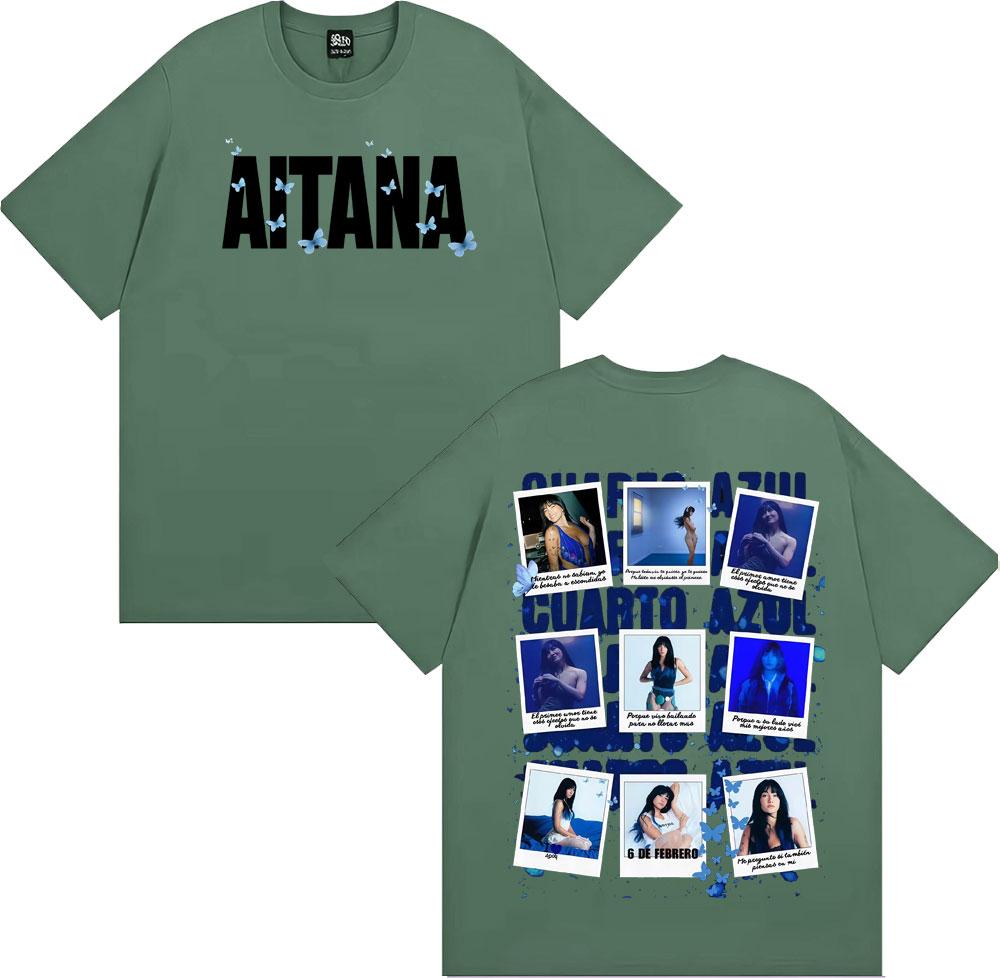 Singer Aitana Cuarto Azul Album 2025 Cover Graphic T Shirts Unisex Women Harajuku Aesthetic Short Sleeve Cotton Tshirts Streetwear