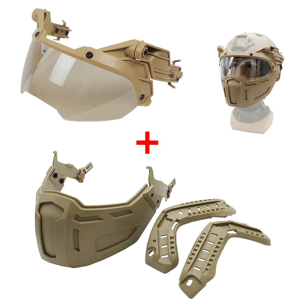 New Tactical FAST Helmet Half Face Mask With Flip Goggles Hunting Airsoft CS Game Paintball Mask Helmet Accessories Gear