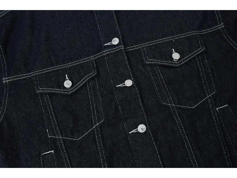 Унисекс Осенняя Ретро Джинсовая Куртка с эффектом stonewash, с потертостями и отложным воротником