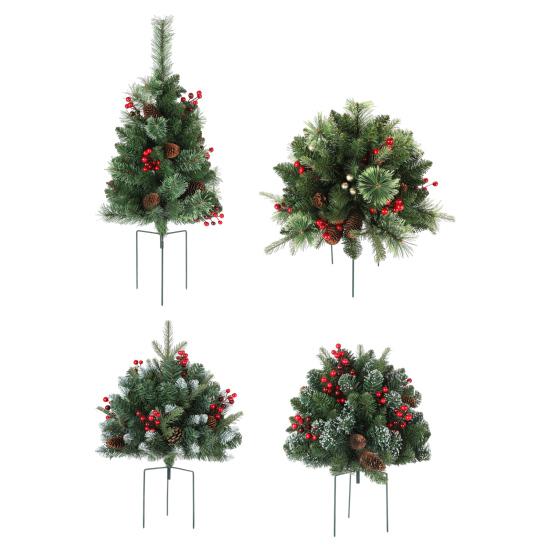 Искусственный Рождественский Наполнитель для Урны с Подсветкой на Батарейках Предварительно Подсвеченная Рождественская Сосна с Треногой-Колышком и 50 Светодиодными Лампочками Наполнитель для Уличного Кашпо