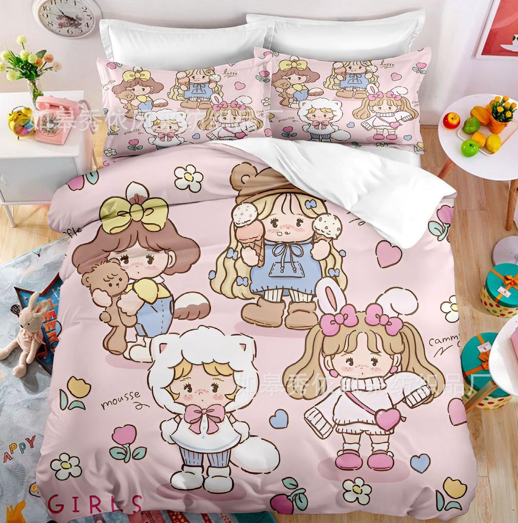 Kawaii MIKKO Bedding Sets Comforter Quilt Bed Cover Duvet Cover Pillow Case 2-3 Pieces Sets Kids Adult Size Cartoon Decoration