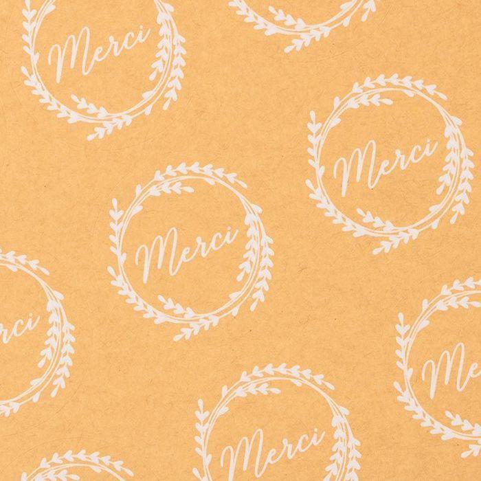 60 stickers kraft Merci Ø 3,5 cm