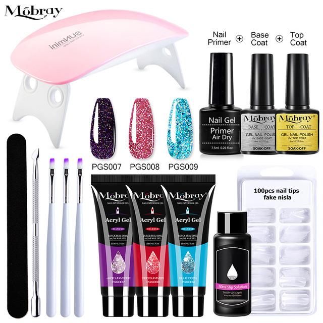 Набор полигелей для маникюра, набор для наращивания ногтей гелем, скользящий раствор, акриловый гель-лак для дизайна ногтей, дизайн кончиков пальцев