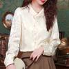 New Spring Style Top Jacquard Long-sleeved Shirt Women's Lapel Versatile Shirt
