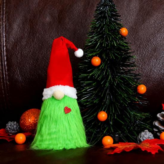 Green Gnome Christmas Tree Topper Plush Xmas Elf Tree Topper Decoration for Christmas Tree Holiday Home Decor