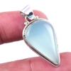 Natural Aqua Chalcedony Gemstone 925 Solid Sterling Silver Pendant 1.50'' l5W94