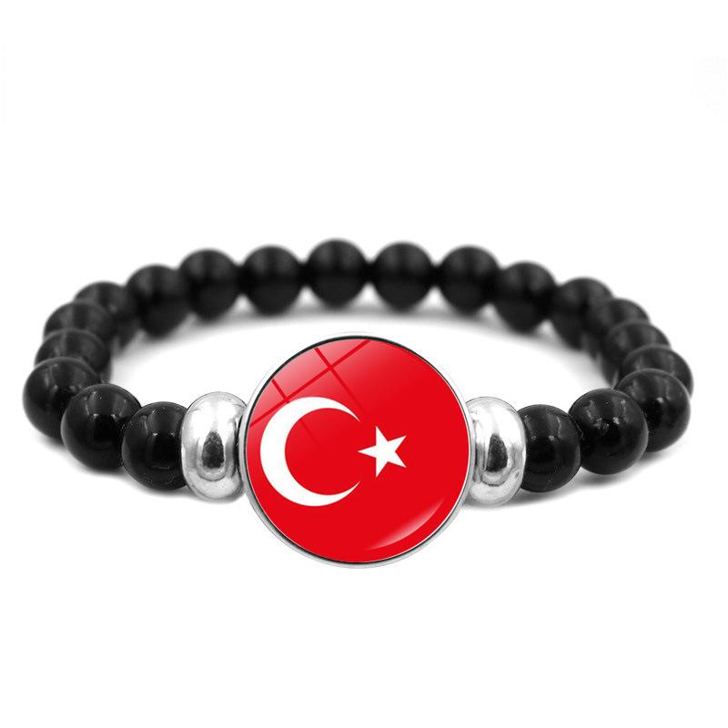 287 Countries National Flag Snap Button Elastic Band Beads Country Flag Independence Day Bead Jewelry Beaded Bracelet