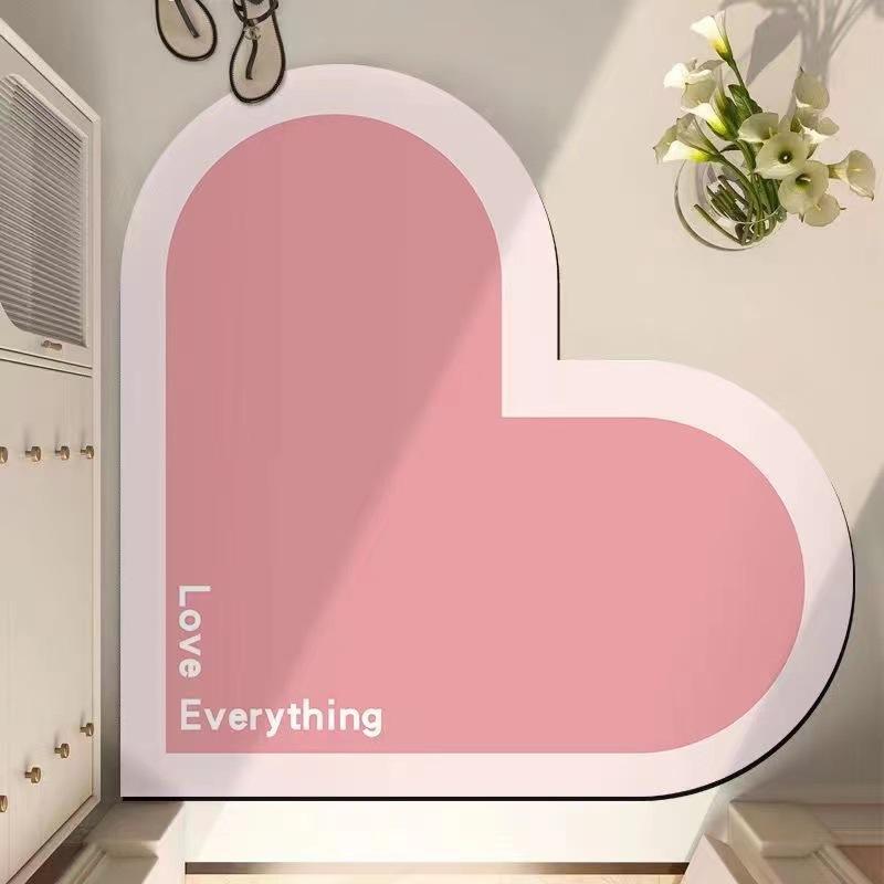 Красный коврик для ног в форме сердца, моющийся коврик для двери в ванную, впитывающий и нескользящий коврик для ног