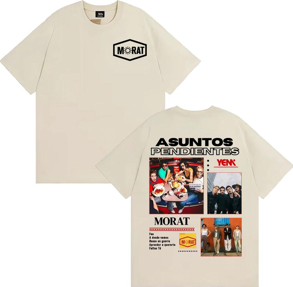 Morat Band Asuntos Pendientes 2025 Tour Tshirt Y2K Mens Womens Hip Hop Punk Rock Short Sleeve Cotton Breathable Tshirt