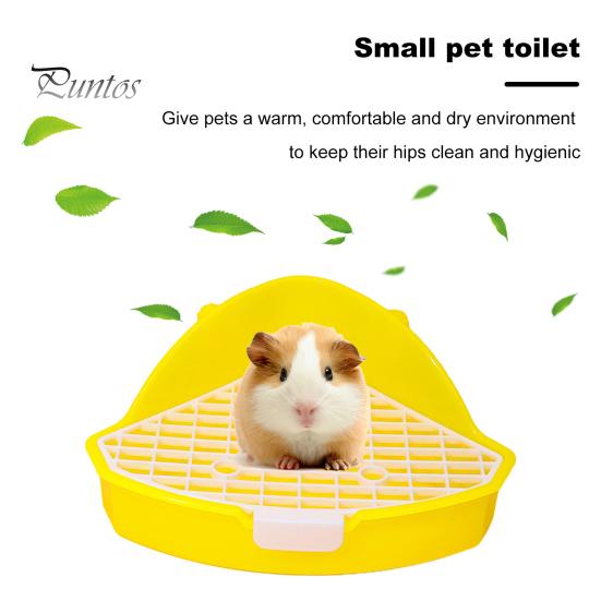 Small Pet Toilet High Fence Detachable Hollow Platform Easy Cleaning Rabbit Litter Pan Animal Potty Trainer Bunnies Corner Toilet Box Ferret Hamster
