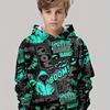 Boys' Street Style Manga Graffiti Digital Printed Hoodie, Cool Street Trendy Item