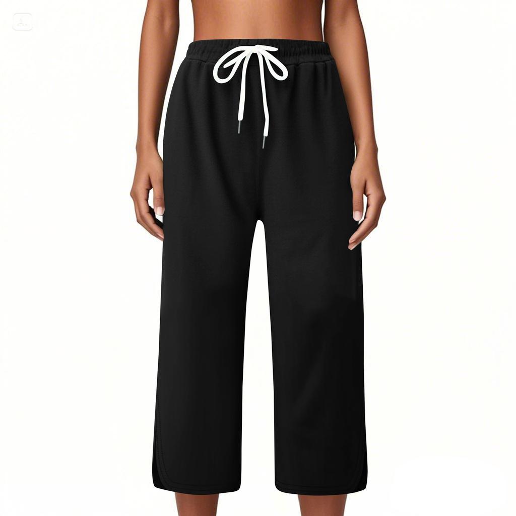 Женские модные летние спортивные штаны для йоги, повседневные, однотонные, с карманами, до колен