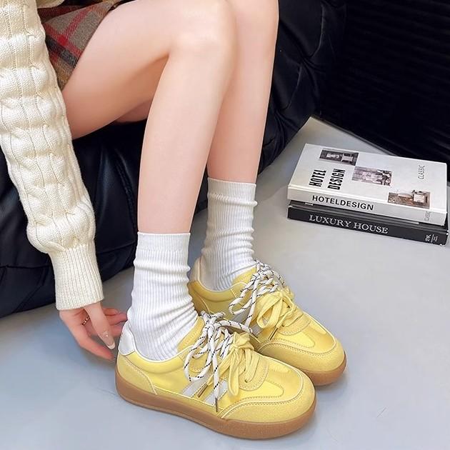 American Retro Color Matching German Training Shoes Women's 2025 New Small Height Increase Comfortable Lightweight Sports and Leisure Board Shoes