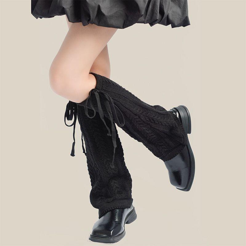 Japanese-style JK Patterned Knitted Sweet Flared Y2K Slouchy Socks Ins Student Spice Girl Subculture Calf Leg Warmers