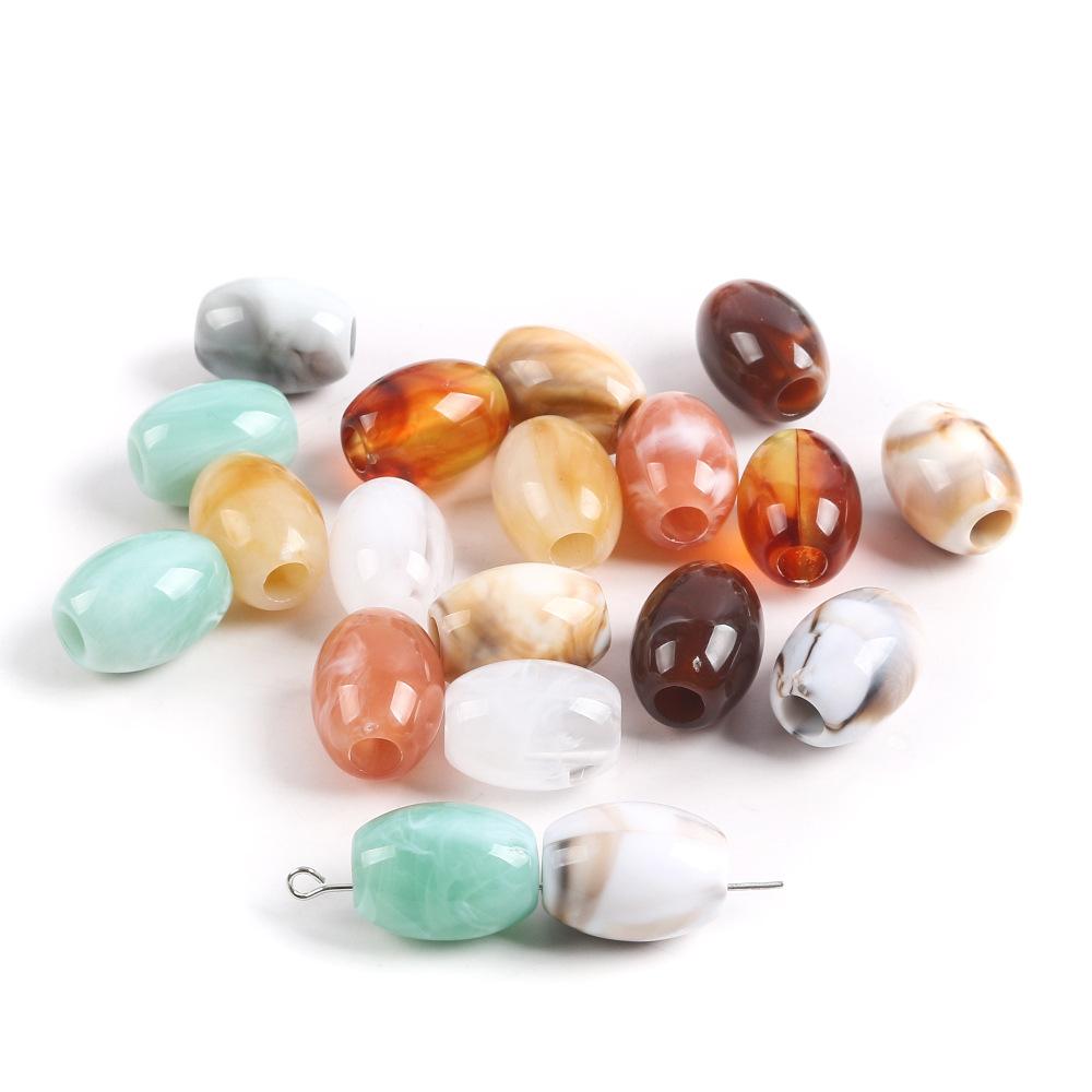 Акриловые овальные двухцветные бусины-ведра, бусины с большим отверстием, подушка для сиденья автомобиля, бисерный браслет, ожерелье, аксессуары для изготовления ювелирных изделий своими руками