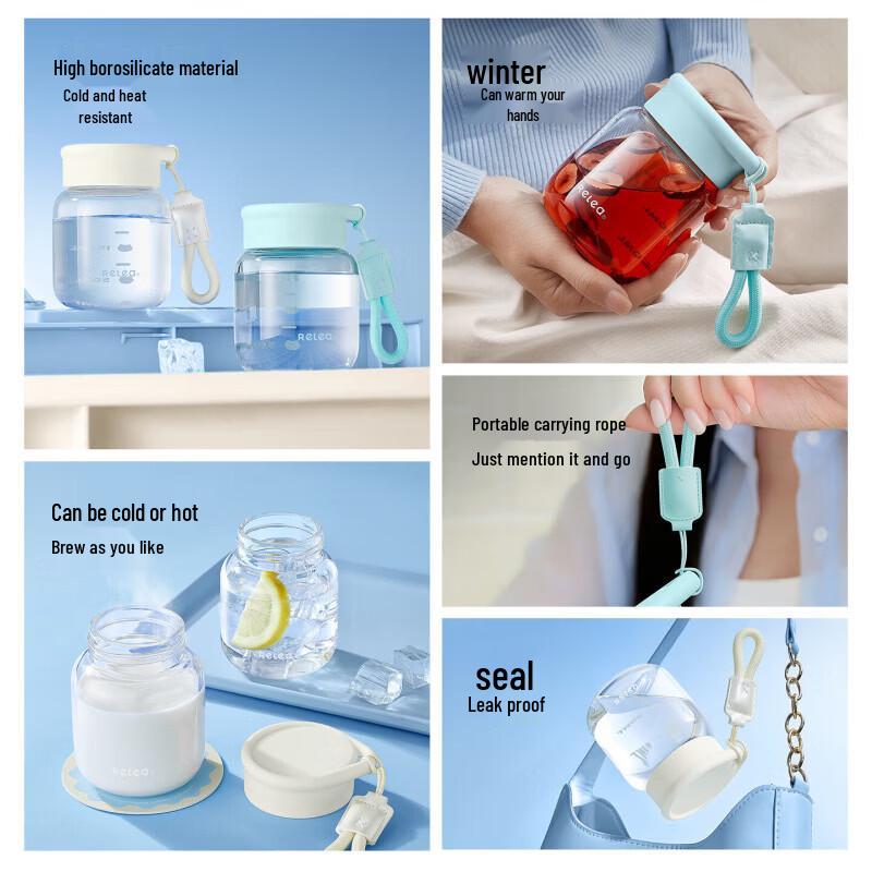 RELEA Portable High Borosilicate Glass Breakfast Cup