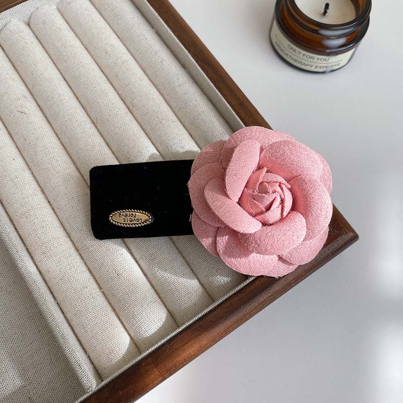 Корейская розовая бархатная камелия заколка-краб для волос для женщин винтажная элегантная в форме цветка зажим-акула головной убор аксессуары для волос