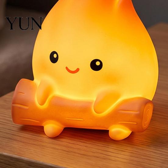 Creative Holiday Souvenir for Friends Cartoon Fake Campfire Night Light, Cute Warm Glow Bedside Small Light Nighttime Ornament, Portable Cozy