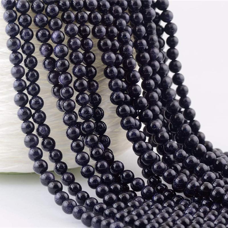 Натуральные свободные бусины-разделители, гладкие круглые бусины с синим песком для изготовления ювелирных изделий