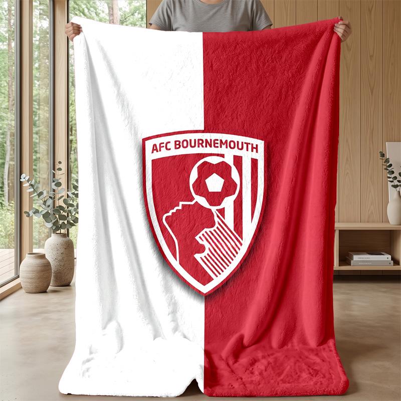 Bournemouth Football Print Flannel Blanket, Soft Warm Lightweight Throw Blanket for Sofa Bed Camping