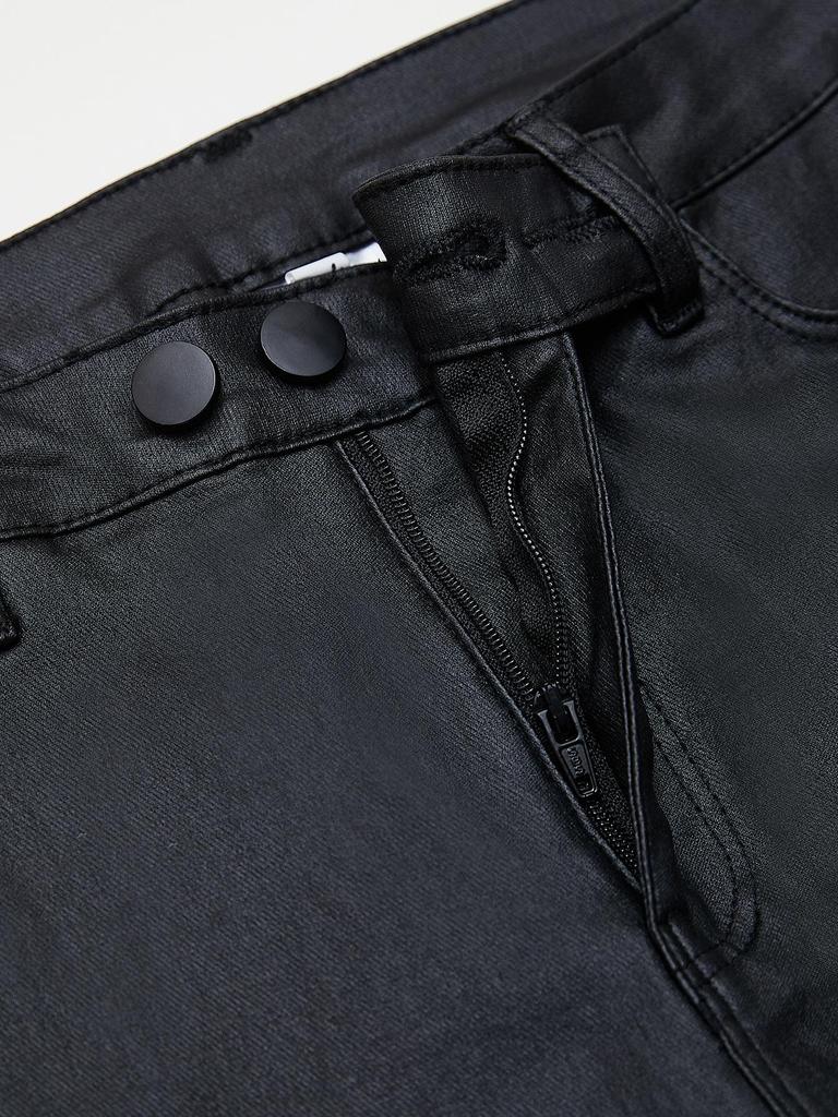 Rose Beauty A Women High Waist PU Leather Skinny Pants Elastic Pencil Tight Trousers