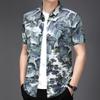 Мужская рубашка с коротким рукавом и принтом по всей поверхности с изображением китайского пейзажа, летняя футболка для джентльмена