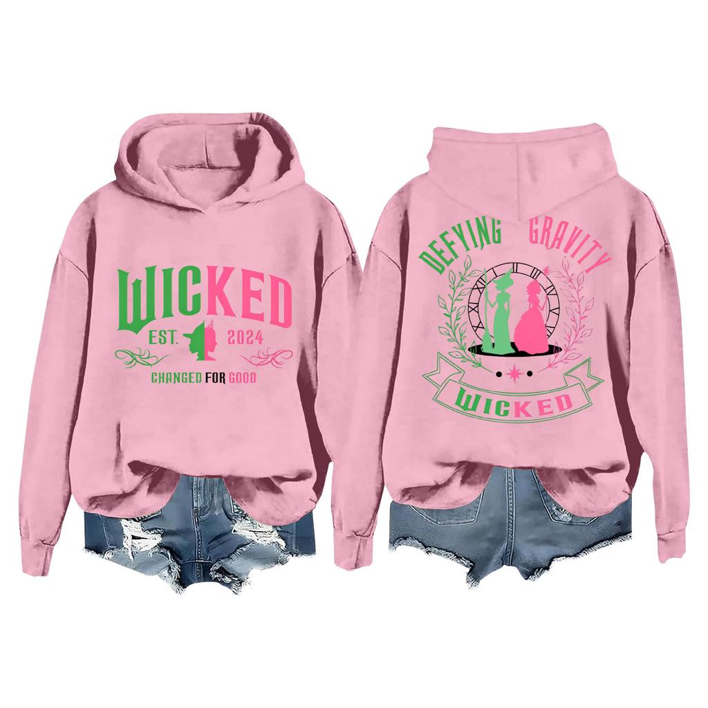 Женская модная повседневная кофта с длинными рукавами и принтом ведьмы с капюшоном