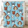 Animal Head Printed Shower Curtain with Blue Background Perfect for Bathroom Decor! (C017)