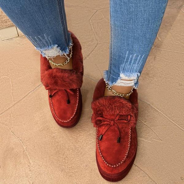 Women Winter Boots Warm Plush Velvet Ankle Snow Boots Lace Up Soft Winter Sneakers Comfortable Cotton Shoes for Women