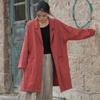 Johnature Women Vintage Ramie Cotton Tailored Coat Solid Color Long Sleeve Pockets Clothes Autumn Loose Coats