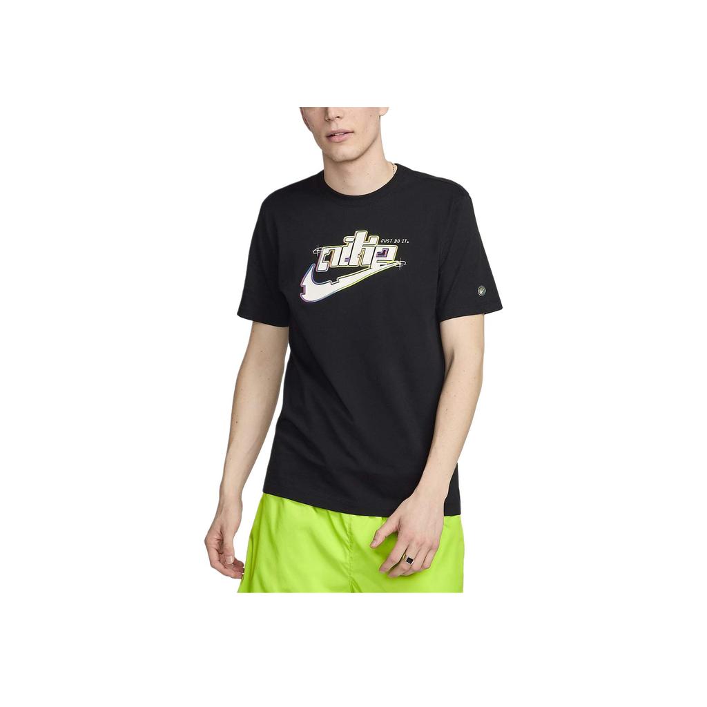 Nike Повседневная мягкая футболка с коротким рукавом и принтом букв, мужская, топы, черная FV3746-010
