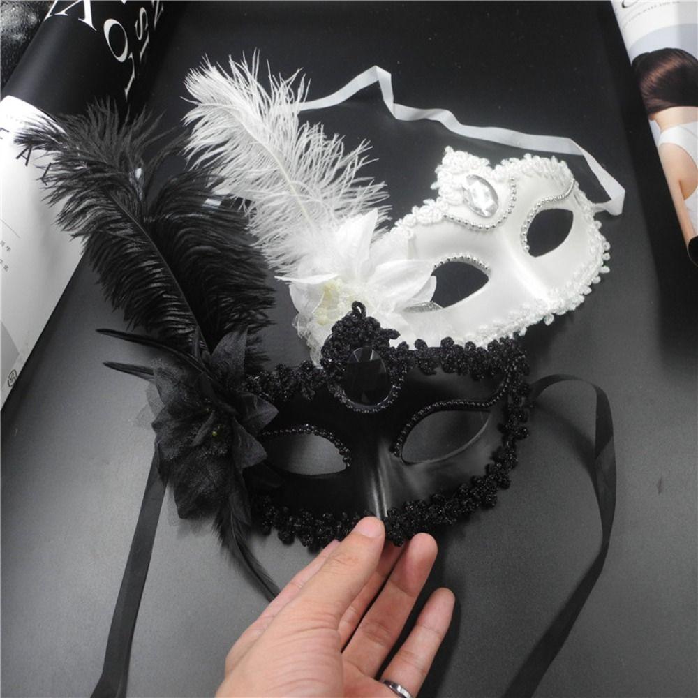 Feather Venetian Mask Lace Flower Masquerade Mask Sexy Eye Mask Wedding