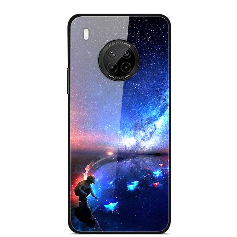For Huawei Y9A Cases Y8P Y7P Y5P P40 Lite Tempered Glass Hard Back Covers For Huawei P Smart 2021 2020 Cases Bumper Painted Capa
