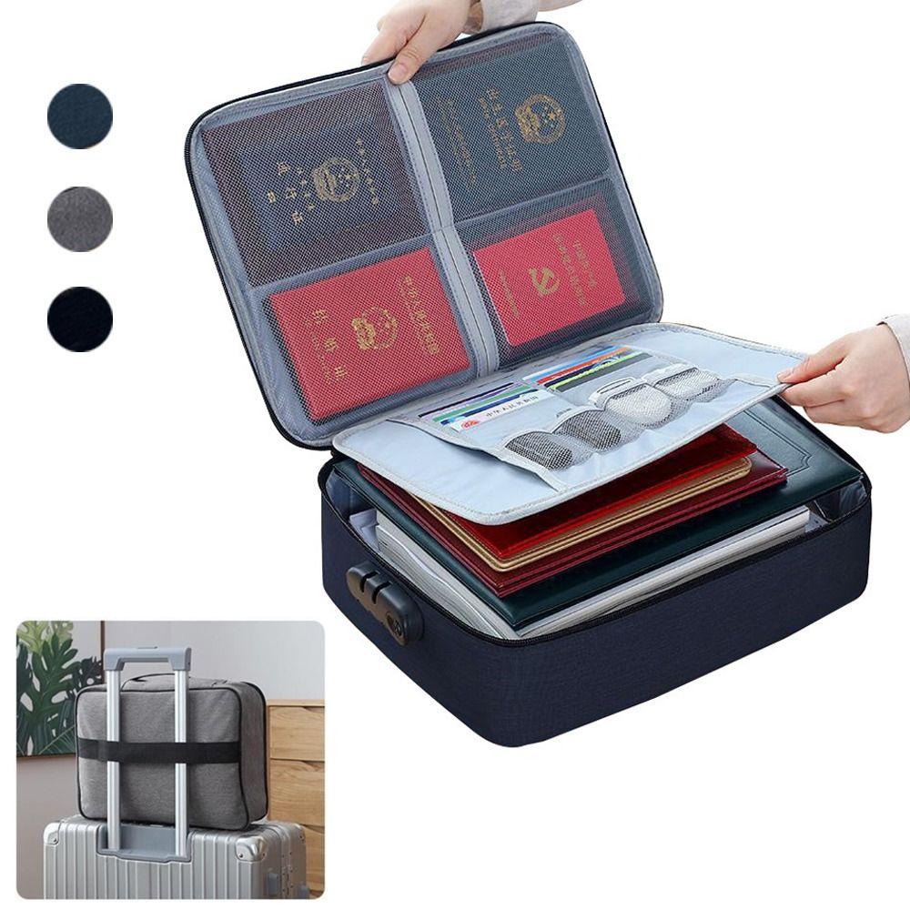 with Lock Zipper Travel Tote Bag Waterproof Briefcase Organizer  Document Tickets Protection